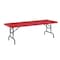 National Public Seating Rectangle Folding Table, 30" W, 72" L, 22-28.5" H, Blow-molded plastic Top, Red BTA-3072-40 - alternate 1